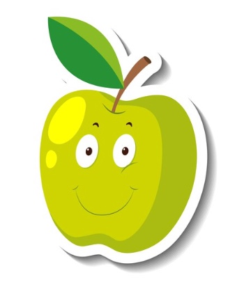 image of green apple with face